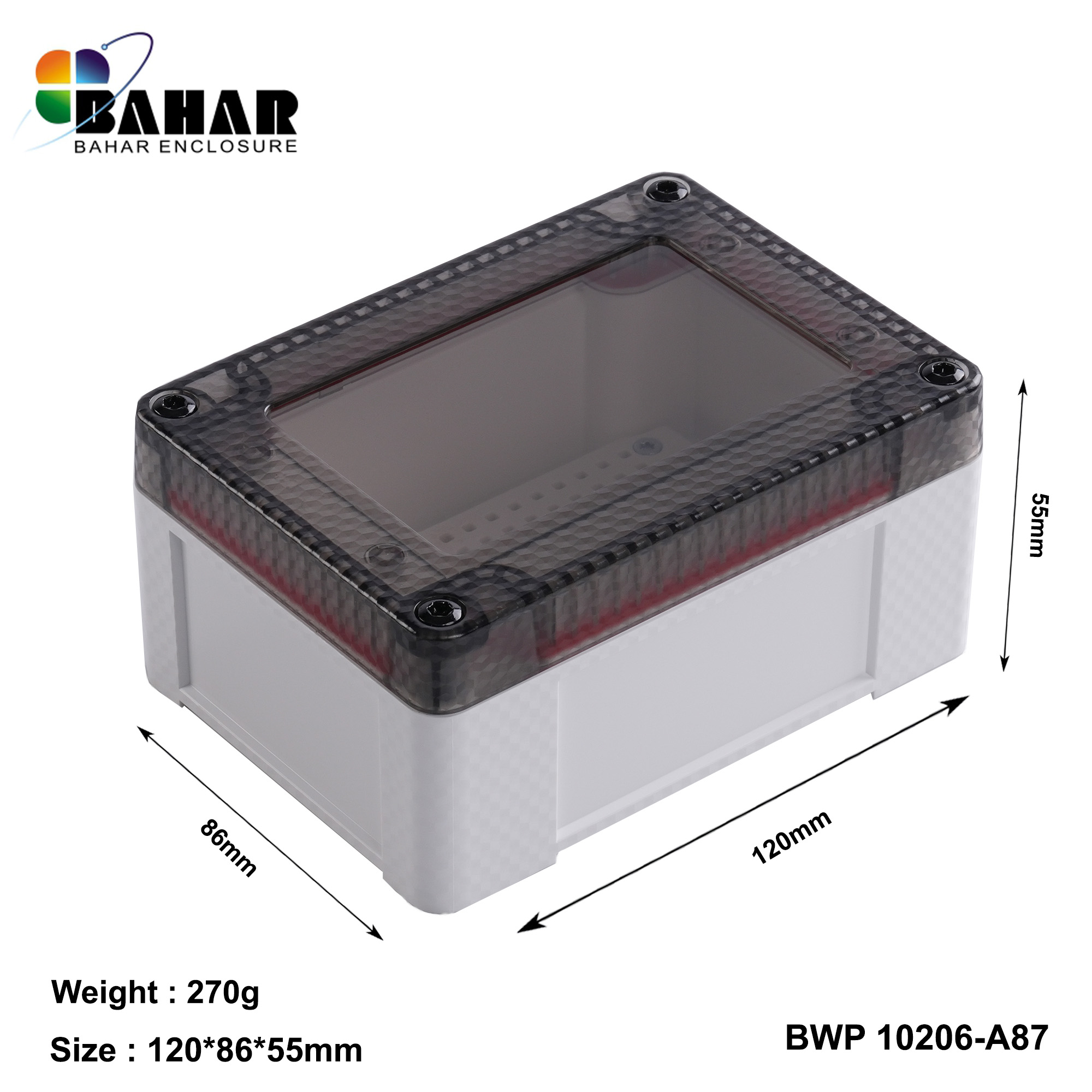 BWP 10206-A (IP68 Waterproof ABS Enclosure, Dustproof Junction Box, Outdoor Electronic Housing)