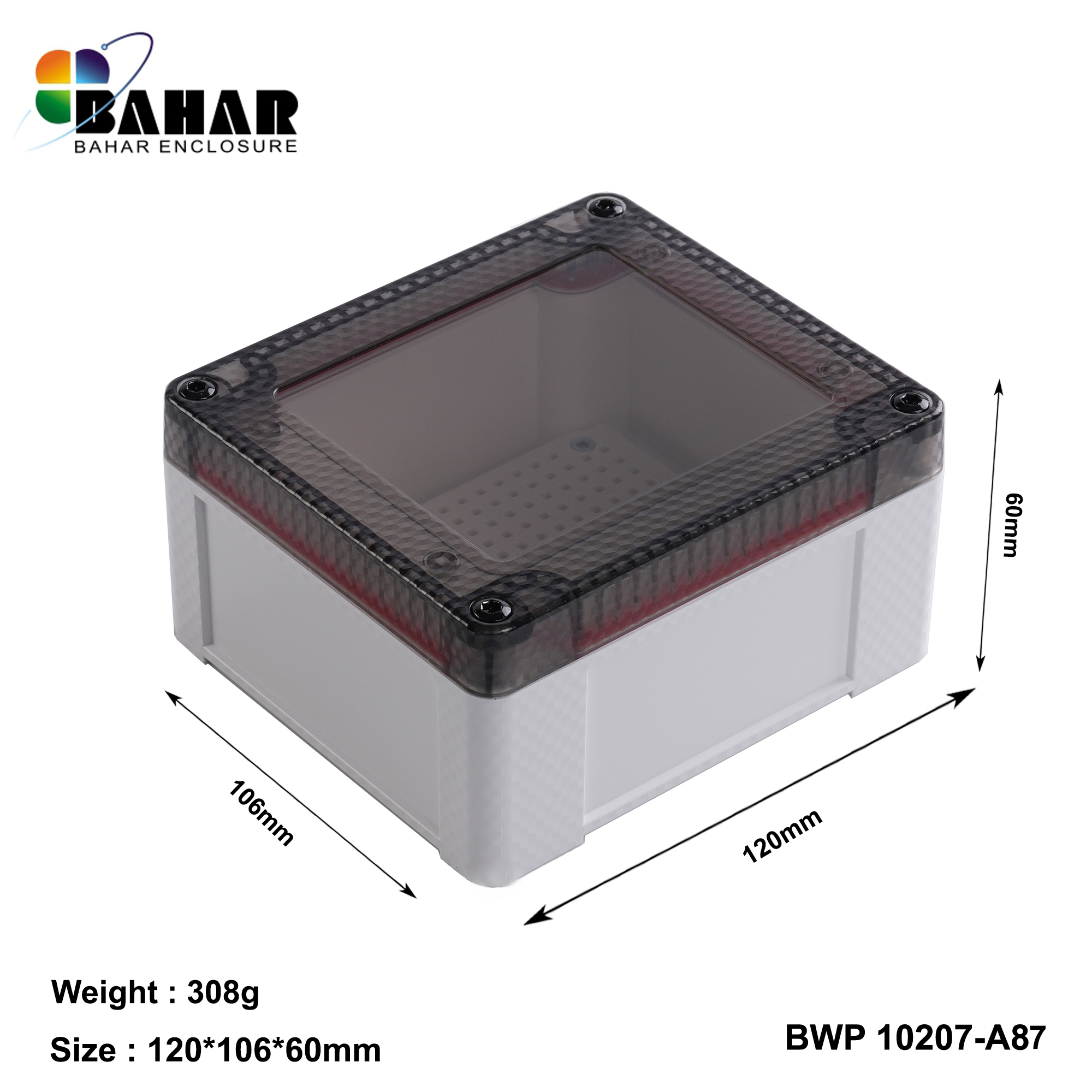 BWP 10207-A (IP68 Waterproof ABS Enclosure, Dustproof Junction Box, Outdoor Electronic Housing)