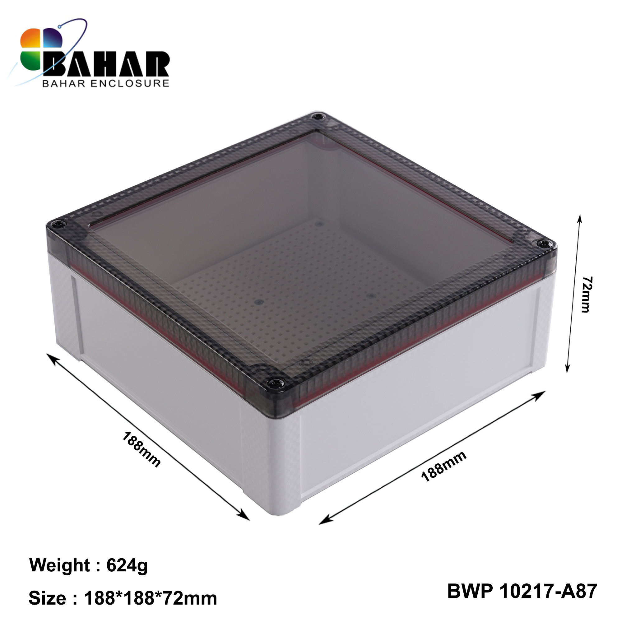 BWP 10217-A (IP68 Waterproof ABS Enclosure, Dustproof Junction Box, Outdoor Electronic Housing)