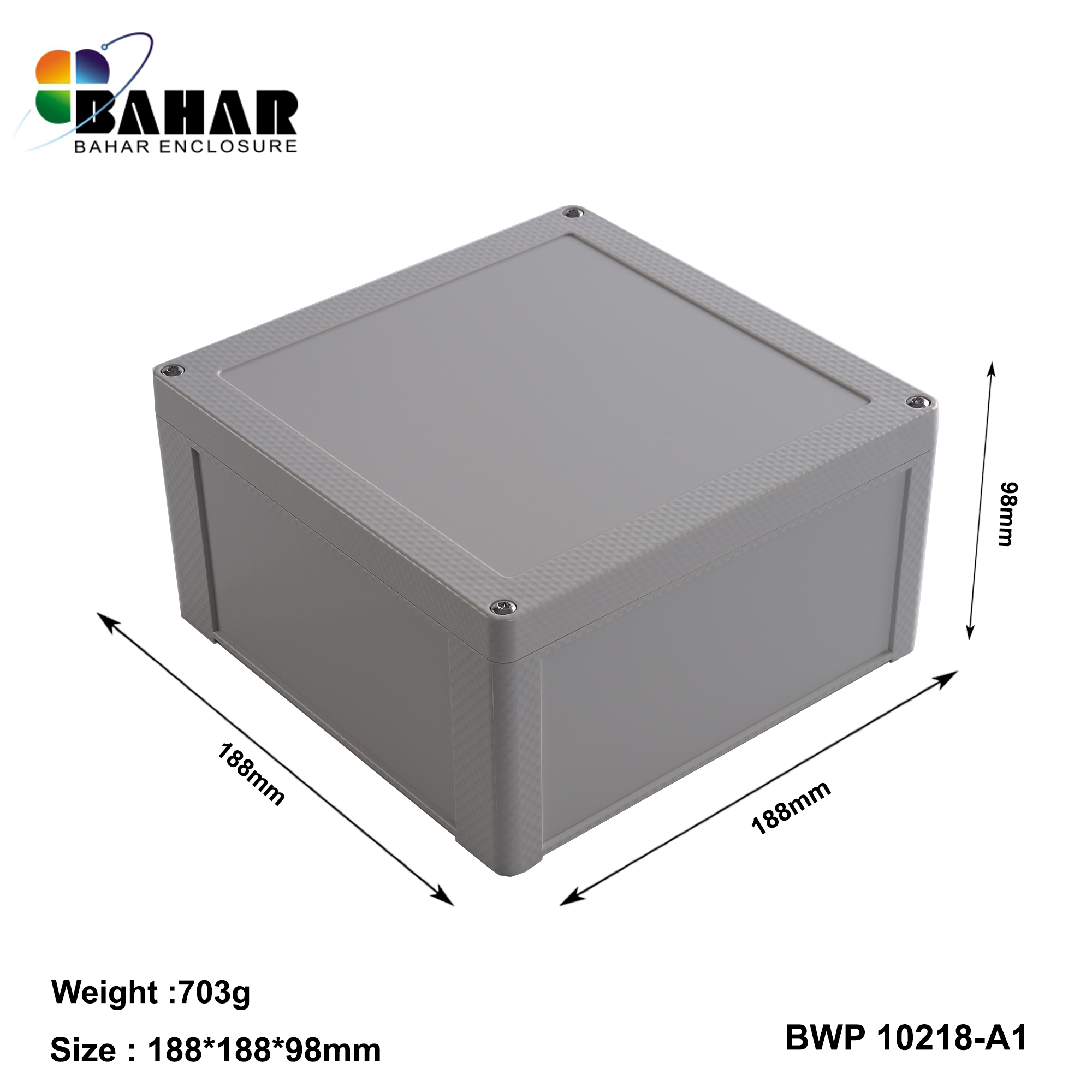 BWP 10218-A (IP68 Waterproof ABS Enclosure, Dustproof Junction Box, Outdoor Electronic Housing)