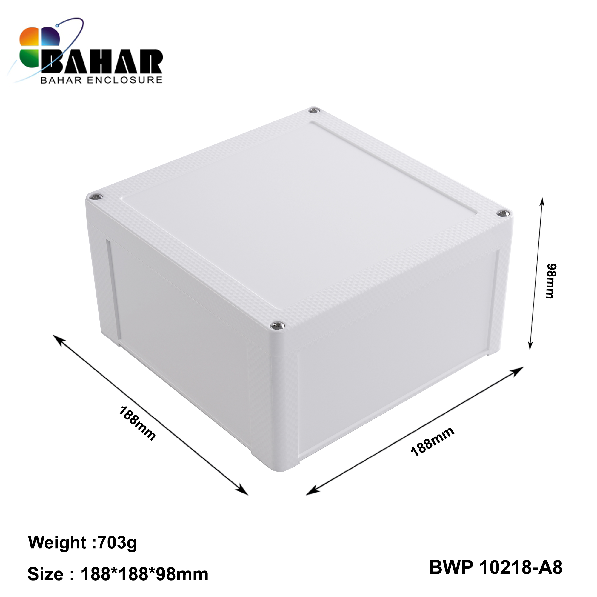 BWP 10218-A (IP68 Waterproof ABS Enclosure, Dustproof Junction Box, Outdoor Electronic Housing)