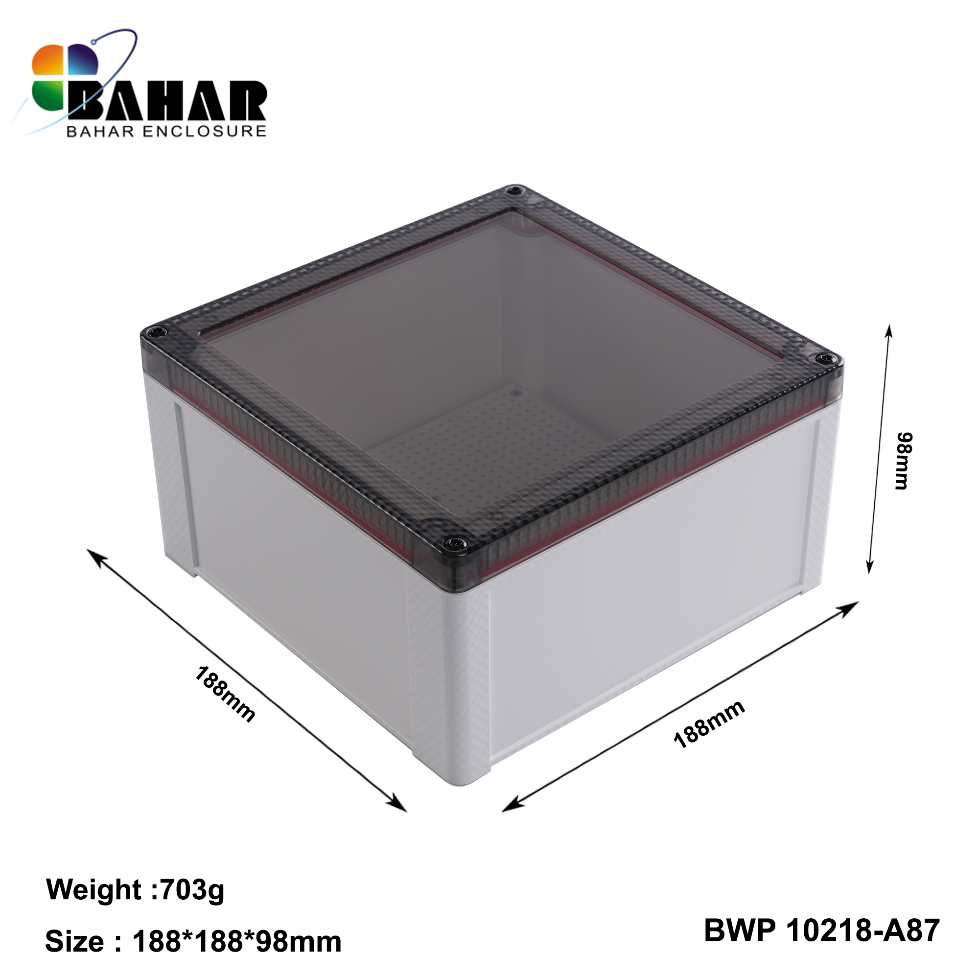BWP 10218-A (IP68 Waterproof ABS Enclosure, Dustproof Junction Box, Outdoor Electronic Housing)