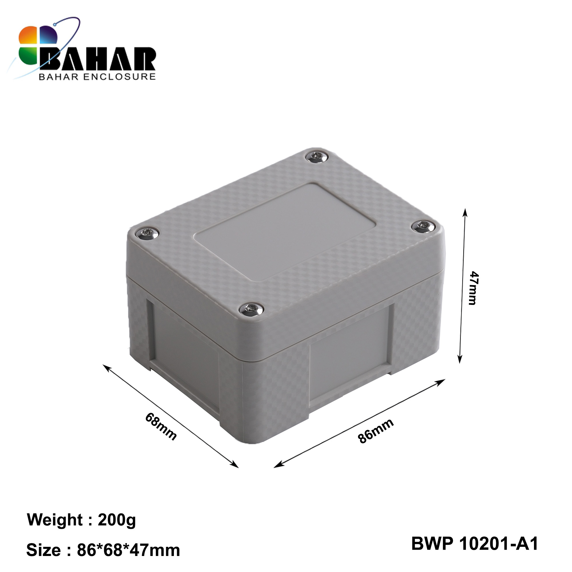 BWP 10201-A (IP68 Waterproof ABS Enclosure, Dustproof Junction Box, Outdoor Electronic Housing)