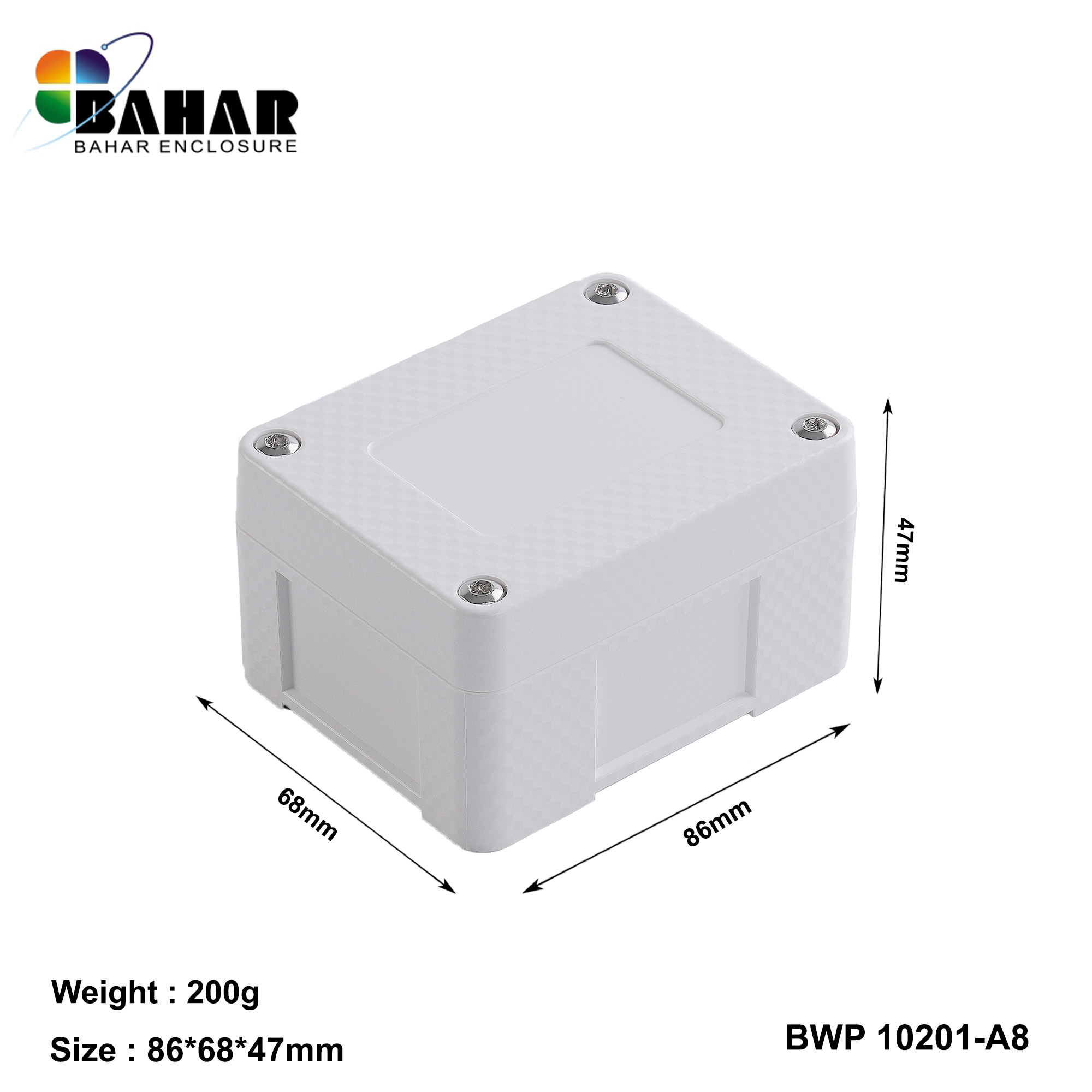 BWP 10201-A (IP68 Waterproof ABS Enclosure, Dustproof Junction Box, Outdoor Electronic Housing)