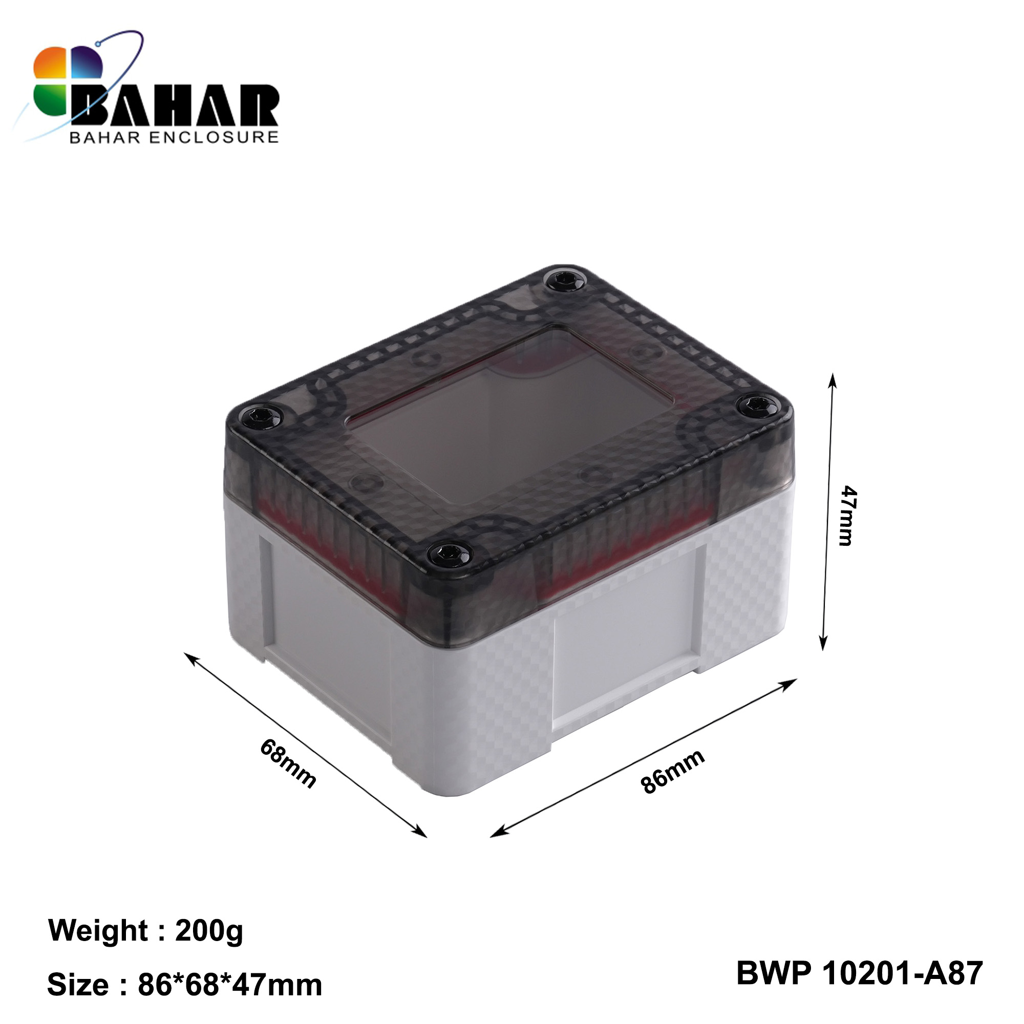 BWP 10201-A (IP68 Waterproof ABS Enclosure, Dustproof Junction Box, Outdoor Electronic Housing)